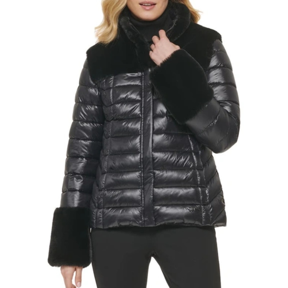 🔥DKNY Faux Fur Puffer Jacket